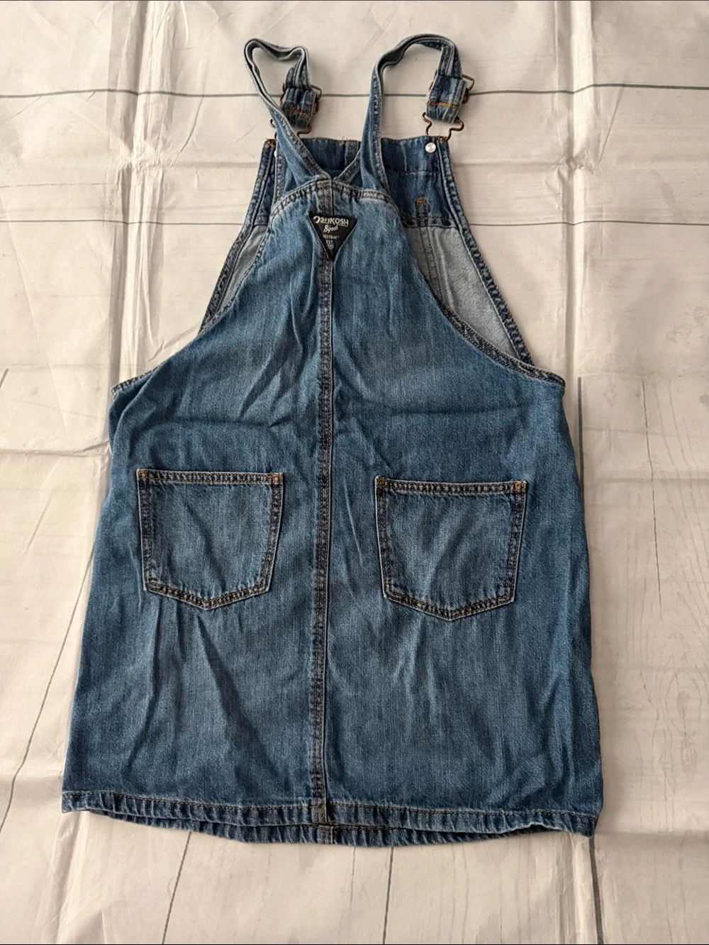 OshKosh B'gosh Blue Denim Overall Dress with Daisy Embroidery